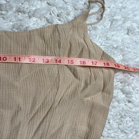 GB Beige Ruffle Wrap Mini Dress Muslin Material Tank Dress Sundress Neutral - Picture 5 of 7
